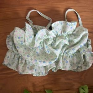 light green floral tube top